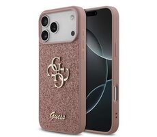 Guess PU Fixed Glitter 4G Metal Logo Zadní Kryt pro iPhone 17 Pro Max Pink