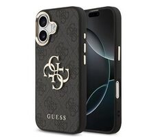 Guess PU Leather 4G Metal Logo Gold Frame Zadní Kryt pro iPhone 17 Black
