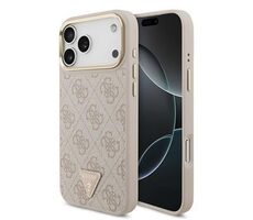 Guess PU Leather 4G Triangle Logo Gold Frame MagSafe Zadní Kryt pro iPhone 17 Pro Max Pink