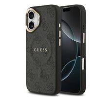 Guess PU Leather 4G Gold Frame MagSafe Zadní Kryt pro iPhone 17 Black
