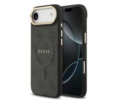 Guess PU Leather 4G Gold Frame MagSafe Zadní Kryt pro iPhone 17 Air Black