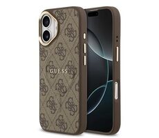 Guess PU Leather 4G Gold Frame MagSafe Zadní Kryt pro iPhone 17 Brown
