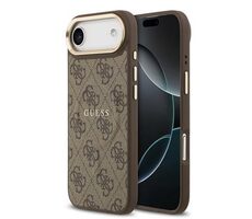 Guess PU Leather 4G Gold Frame MagSafe Zadní Kryt pro iPhone 17 Air Brown