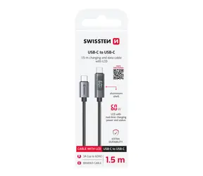 SWISSTEN Kabel USB-C s LCD displejem 1.5m černá