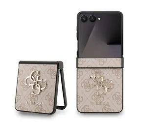 Guess PU 4G Metal Logo Zadní Kryt pro Samsung Galaxy Z Flip 7 Pink