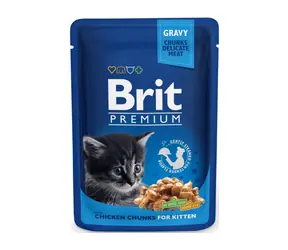 Brit Cat Premium Pouches kuřecí kousky pro koťata 100g