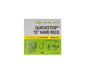 KORUM Návazec Big Fish Hair Rigs W/Quickstops 10cm Velikost 8 8ks
