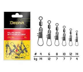 Delphin Karabinka s obratlíkem Rolling swivel with interlock snap Velikost 12 7kg 10ks