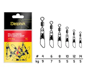Delphin Karabinka s obratlíkem Rolling swivel with safety snap Velikost 8 5kg 10ks
