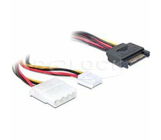 Delock napájecí adaptér SATA samec 15 pin > 4 pin Molex + 3.5 floppy