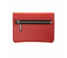 FIXED Tripple Wallet AirTag Kožená peněženka z pravé hovězí kůže červená