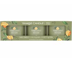 Yankee Candle Sage & Citrus - Sada votivních svíček plněných ve skle 3x 37g
