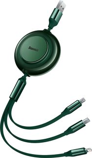 Baseus CAMJ010006 Kabel USB-A (M) - Micro-USB (M) & USB-C (M) & Lightning (M) 1.1 m zelená