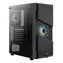 AeroCool Menace Saturn RGB černá / PC skříň / Midi Tower / ATX / 2x USB 3.0 / bez zdroje / průhledná bočnice