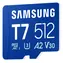 Samsung T7 modrá / Paměťová karta microSDXC / 512 GB / UHS-I U3 / Class 10, V30, A2 / čtení: 170 MB/s / zápis: 30 MB/s