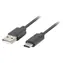 Lanberg USB-C (M) - USB-A (M) 1,8m černá / Kabel USB-C na USB-A / USB 2.0 / QC 3.0