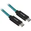 Sharkoon USB-C 3.2 Gen 2 1 m černá/světle modrá / USB-C kabel / 10 Gb/s / Opletený hliníkový / Nabíjení 3 A