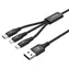 Unitek C14049BK černá / Kabel / USB-C - Micro-USB/Lightning / 3v1 / 1.2 m