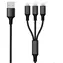 2GO černá / Nabíjecí kabel 3v1 / USB-A - USB-C / Micro-USB / Lightning / 1,5 m / nylon / 3 A