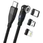 RealPower Magnetic 100W černá / Magnetický nabíjecí kabel USB-C / 100 W PD / 1 m / adaptéry Lightning, micro-USB
