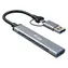 Equip šedá / USB hub / 4 porty / 3x USB-C, 1x USB-A / USB 3.2 Gen 1 / 5 Gbit/s