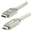 Logo USB-C na USB-C stříbrná / USB kabel / Power Delivery 100W / 10 Gb/s / 1m / nylonové opletení