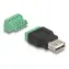 Delock USB 2.0 Typ-A (M) - Terminal Block 5-pin / Adaptér / černá, zelená / 5V / 2A