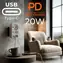 Maclean MCE249 bílá / Rozbočovač zásuvky s USB / 2x zásuvka / 2x USB-A / 2x USB-C PD 20W