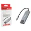 Equip USB-C multiport adaptér šedý / USB-C adaptér / RJ-45 2,5 Gbit/s / 2x USB-A 3.2 / USB-C PD 100 W / 0,25 m