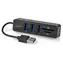 Nedis USB Hub 3 porty černá / USB hub / 3x USB-A / Čtečka SD, microSD / Napájení z USB