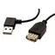 OEM USB 2.0 A-A černý / Prodlužovací kabel / 30 cm / M/F / lomený vlevo