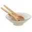 Ukiyo Salátová mísa s bambusovým příborem bílá / Salátová mísa / keramika / 25,5 cm / bambus 32 cm