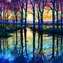 NORIMPEX Diamantové malování Břízy u jezera / 30x40 cm
