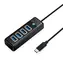 Orico PW4U-C3 černá / USB hub / 4x USB-A 3.0 / konektor USB-C