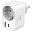 Ansmann HS220 bílá / Nabíjecí adaptér / 1x USB-C / 1x USB-A / 20W / PD / s průchozí zásuvkou 16A
