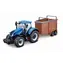 Bburago FARMLAND Traktor New Holland T7.315 HD s přívěsem pro přepravu hospodářských zvířat / 10 cm / od 3 let