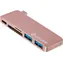 eSTUFF USB-C Hub růžová / 2 x USB 3.0 + 1 x USB C + čtečka SD-MicroSD 