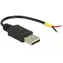 Delock Kabel USB 2.0 Typ-A samec > 2 x dráty bez konektoru 10 cm Raspberry Pi