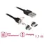 Delock Magnetický USB datový a napájecí kabelový set pro Micro USB & USB Type-C 1.1 m černá