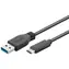 PremiumCord propojovací USB 3.0 kabel s konektory USB-C - USB-A černý 1m