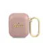 GUESS Saffiano PC&PU Metal Logo Pouzdro pro Apple Airpods 1 & 2 růžová