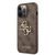 GUESS PU 4G Metal Logo Zadní Kryt pro Apple iPhone 13 Pro hnědá