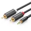 UGREEN AV102 Adaptér 2x RCA (Cinch - M) - 3.5 mm jack (M) 2 m černá