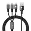 RhinoTech Kabel 3v1 USB-A (M) -  MicroUSB (M) & USB-C (M) & Lightning (M) 1.2m černá