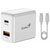 GENIUS PD-20ACP bílá / Nabájecí adaptér + kabel USB-C (M) - USB-C (M) 1m / 20W / USB-A / USB-C 