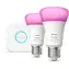 Philips Hue mostek + 2x E27 9W RGBW / chytrá LED žárovka / 1055 lm / 2000-6500 k / rgb / stmívatelná