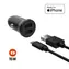 FIXED Autonabíječka s odnímatelným Lightning kabelem 15W černá / kabel 1m / 2x USB výstup / Smart Rapid Charge/ MFI