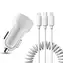 Dudao R7 nabíječka do auta / 2x USB / 2.4A / USB kabel 3v1 Lightning / micro USB / bílá