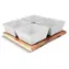 Lamart Bamboo Sada Servírovací misky 4ks bílá-hnědá / 19 x 19cm / porcelán-dřevo