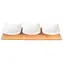 Lamart Bamboo Sada Servírovací misky 3ks bílá-hnědá / 26 x 8cm / porcelán-dřevo